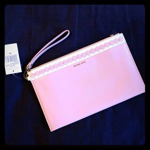 Michael Kors Analise XL Zip Clutch Pink Leather